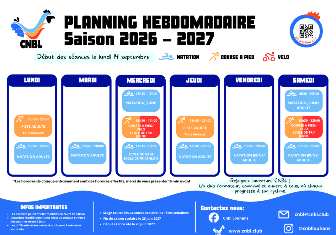 Planning Hebdo Saison 2026-2027