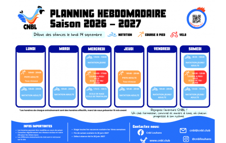 Planning Hebdo Saison 2026-2027